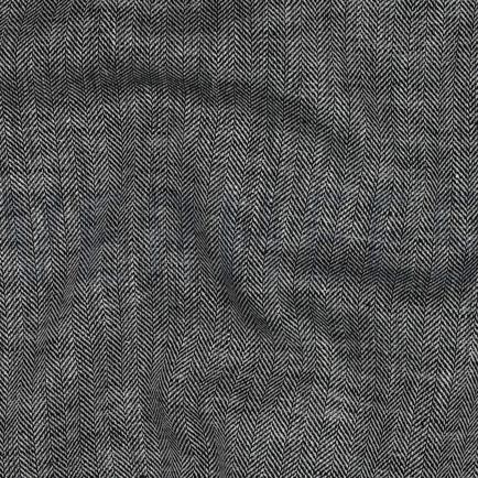 LINEN COTTON HERRINGBONE BLACK (hover)