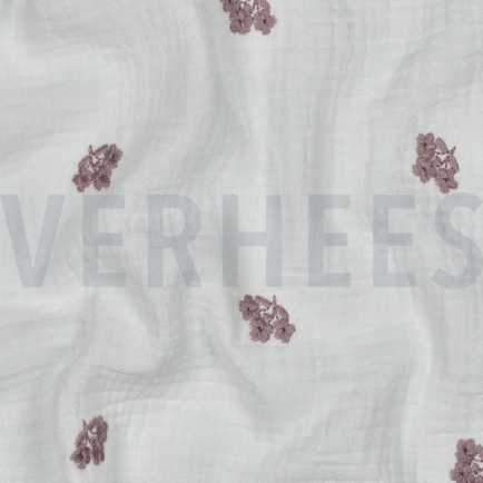 MUSSELIN STICKEREI BLUMEN WEISS (hover)