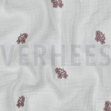 MUSSELIN STICKEREI BLUMEN WEISS (hover)