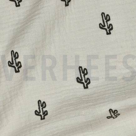 MUSSELIN STICKEREI KAKTUS NATUR (hover)