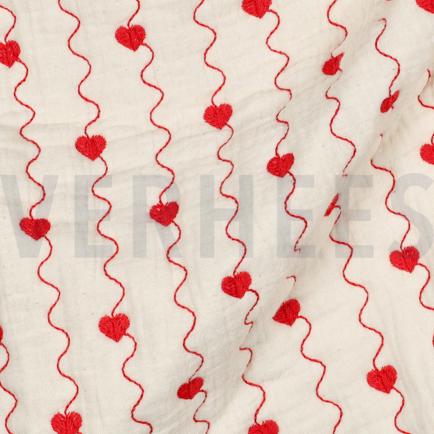 DOUBLE GAUZE STEPPED HEARTS NATURAL (hover)