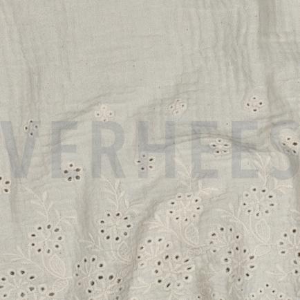 DOUBLE GAUZE ONE-SIDE BORDER ONE-SIDE SCALLOP NATURAL (hover)