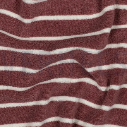 BAUMWOLLE FROTTEE GARNGEFÄRBT STREIFEN MAUVE/ECRU (hover)