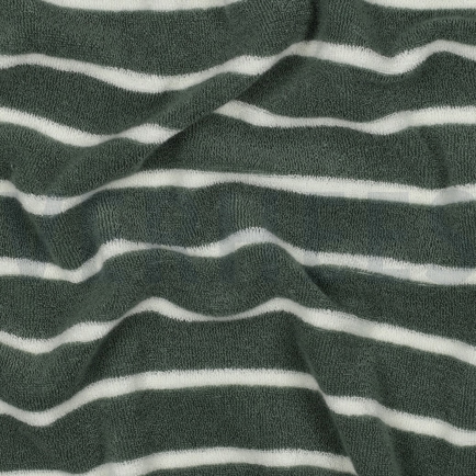 BAUMWOLLE FROTTEE GARNGEFÄRBT STREIFEN SALBEI/ECRU (hover)
