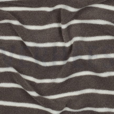 BAUMWOLLE FROTTEE GARNGEFÄRBT STREIFEN TAUPE/ECRU (hover)