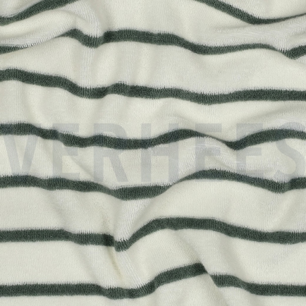 BAUMWOLLE FROTTEE GARNGEFÄRBT STREIFEN ECRU/SALBEI (hover)
