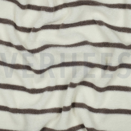 BAUMWOLLE FROTTEE GARNGEFÄRBT STREIFEN ECRU/TAUPE (hover)