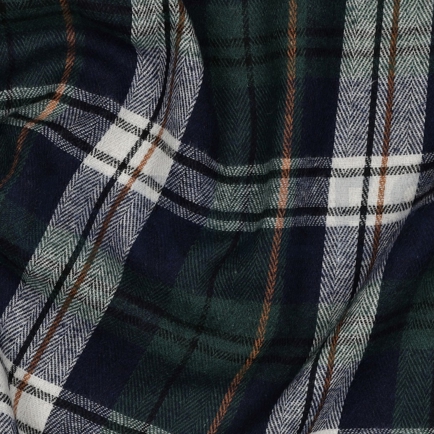 GEBÜRSTETER MANTELSTOFF GARNGEFÄRBT KAROS GRÜN (hover)