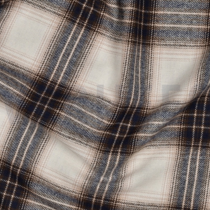 BAUMWOLLE GARNGEFÄRBT ANGERAUT KAROS BEIGE (hover)