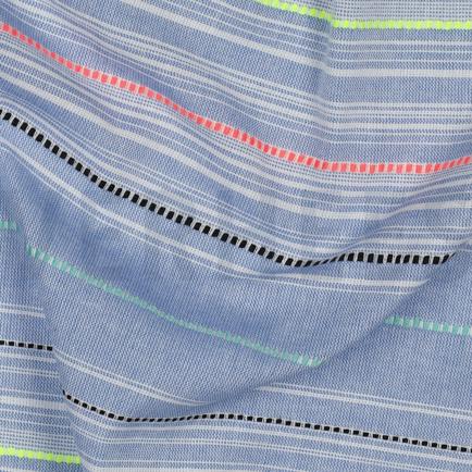 COTTON YARN DYED STRIPES NEON BLUE (hover)