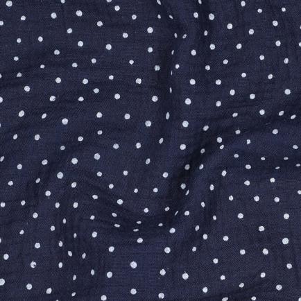 DOUBLE GAUZE KLEINE STIPPEN MARINEBLAUW (hover)