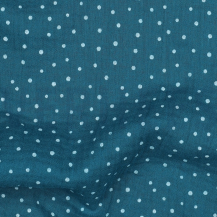 MUSSELIN KLEINE PUNKTE PETROL (hover)