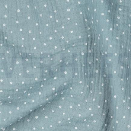DOUBLE GAUZE KLEINE STIPPEN AQUA BLAUW (hover)