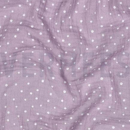 DOUBLE GAUZE KLEINE STIPPEN OUD LILA (hover)