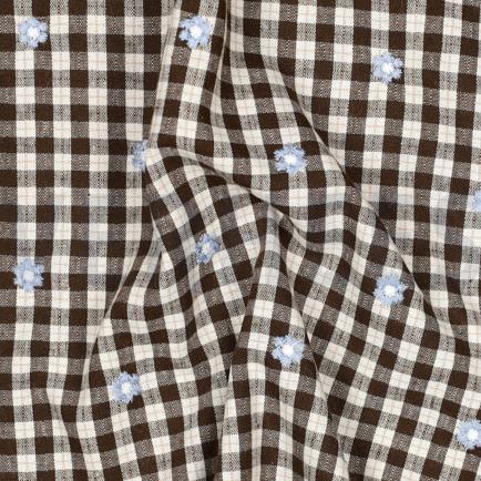 KATOEN VISCOSE EMBROIDERY BLOEMEN BRUIN (hover)