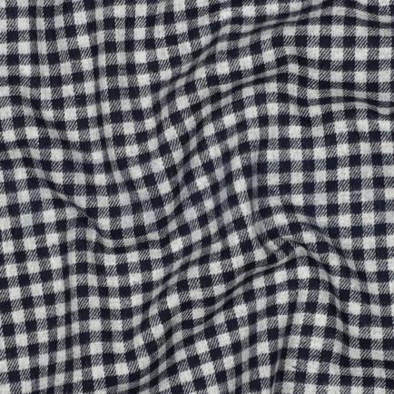 COTON TEINT EN FIL BROSSÉ CARREAUX BLEU MARINE (hover)