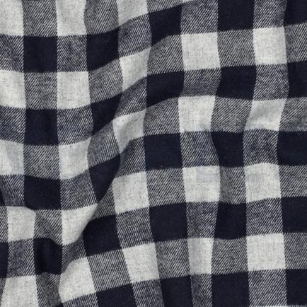 COTON TEINT EN FIL BROSSÉ CARREAUX BLEU MARINE (hover)