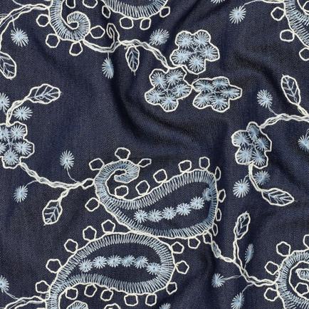DENIM EMBROIDERY PAISLEY MARINEBLAUW (hover)