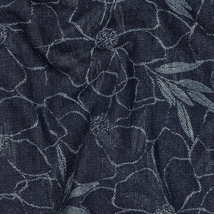 DENIM JACQUARD BLOEMEN JEANSBLAUW (hover)