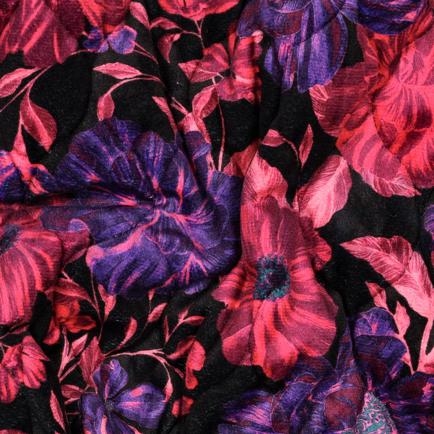 GEWATTEERD FLUWEEL DIGITAAL BLOEMEN FUCHSIA (hover)