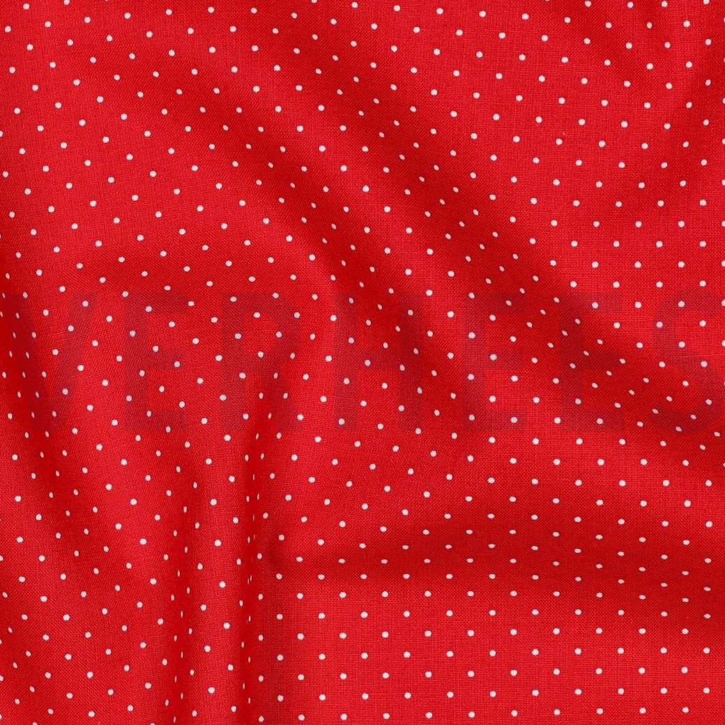 KATOENEN POPLIN KLEINE STIPPEN ROOD (hover)