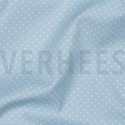 KATOENEN POPLIN KLEINE STIPPEN LICHTBLAUW (hover)