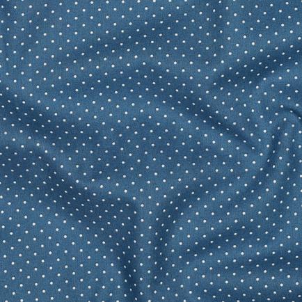 KATOENEN POPLIN KLEINE STIPPEN BLAUW (hover)