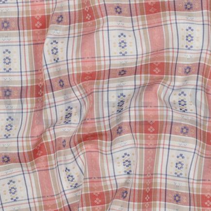 KATOEN JACQUARD DOBBY BLOEMEN ZACHTROZE (hover)