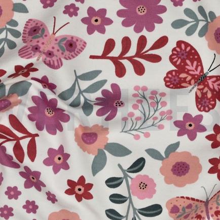 FRENCH TERRY FLEURS BLANC CASSÉ (hover)