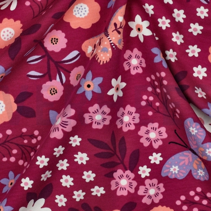 FRENCH TERRY FLEURS FUCHSIA (hover)