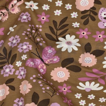 FRENCH TERRY FLOWERS CAMEL (hover)