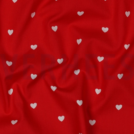 FINE POPLIN HEARTS DARK RED/ WHITE (hover)