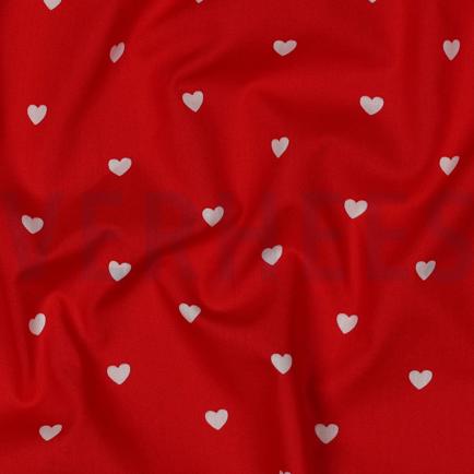 KATOENEN POPLIN HARTEN DONKERROOD/WIT (hover)