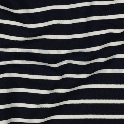 FRENCH TERRY GARENGEVERFD STREPEN DONKERBLAUW/ÉCRU (hover)