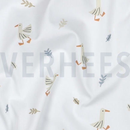 POPELINE DE COTON GOTS ANIMAUX DE LA FERME BLANC (hover)