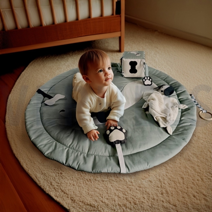 POPELINE DE COTON DIGITAL PANNEAU DE TAPIS CHIENS VERT (hover)