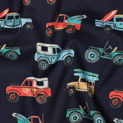 FINE POPLIN DIGITAL CARS NAVY (hover)