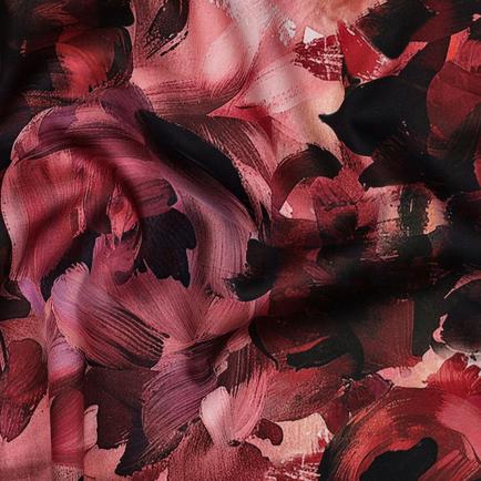 COTTON SATIN DIGITAL FLOWERS DARK RED (hover)