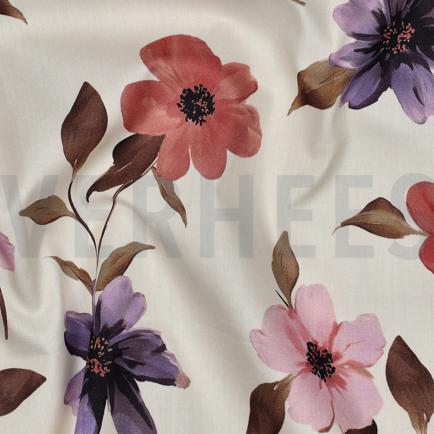 COTON VISCOSE DIGITAL FLEURS BLANC CASSÉ (hover)