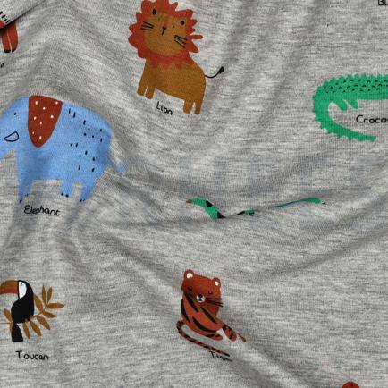 JERSEY GEMÊLEERD SAFARI DIEREN GRIJS (hover)