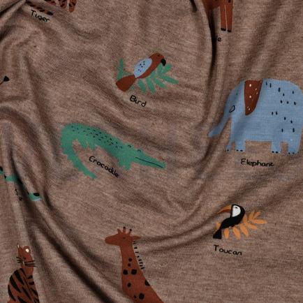 JERSEY GEMÊLEERD SAFARI DIEREN TAUPE (hover)