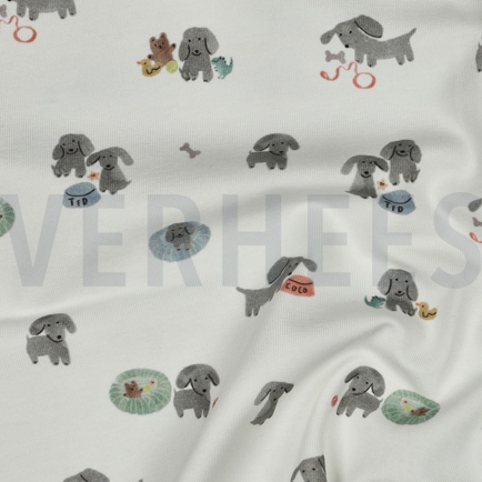 JERSEY GOTS DIGITAAL HONDEN GEBROKEN WIT (hover)