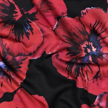 FRENCH TERRY DIGITAL FLOWERS BLACK (hover)