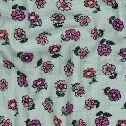 DOUBLE GAUZE BLOEMEN MINT (hover)