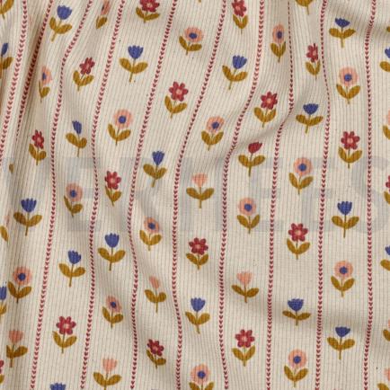 RIB JERSEY FLOWERS NATURAL (hover)