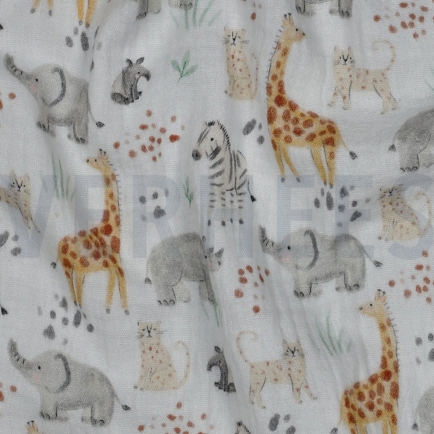 MUSSELIN DIGITAL SAFARI TIERE WEISS (hover)