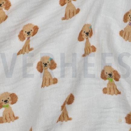 DOUBLE GAUZE DIGITAAL HONDEN WIT (hover)