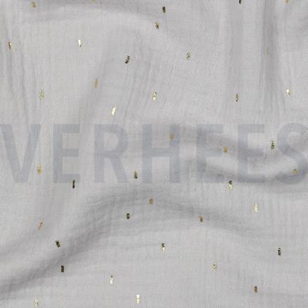 DOUBLE GAZE DE COTON FOIL RAYURES GRIS CLAIR/OR (hover)