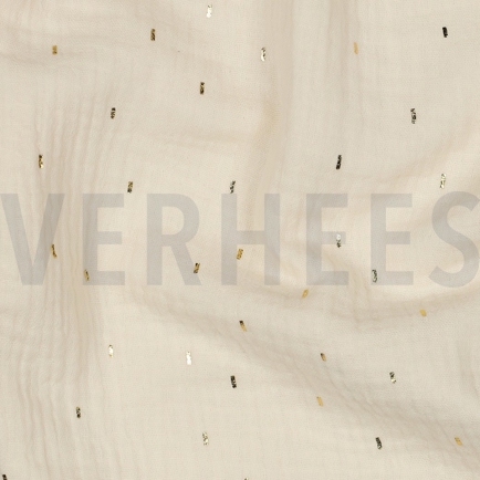 DOUBLE GAUZE FOIL STRIPES ECRU/GOLD (hover)