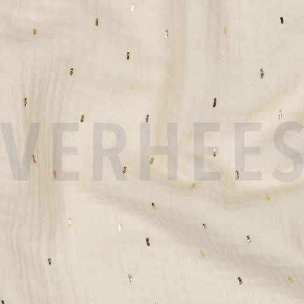 DOUBLE GAZE DE COTON FOIL RAYURES ÉCRU/OR (hover)